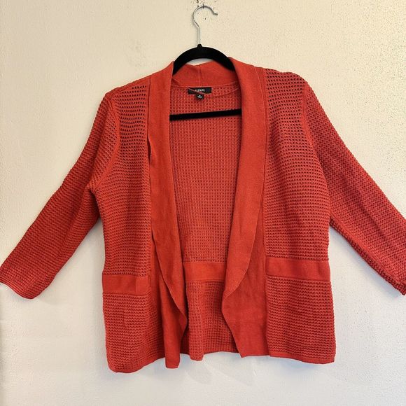 Alfani Womens Medium‎ Burnt Orange Open Cardigan Tunic Sweater Long Sleeve - Picture 1 of 9